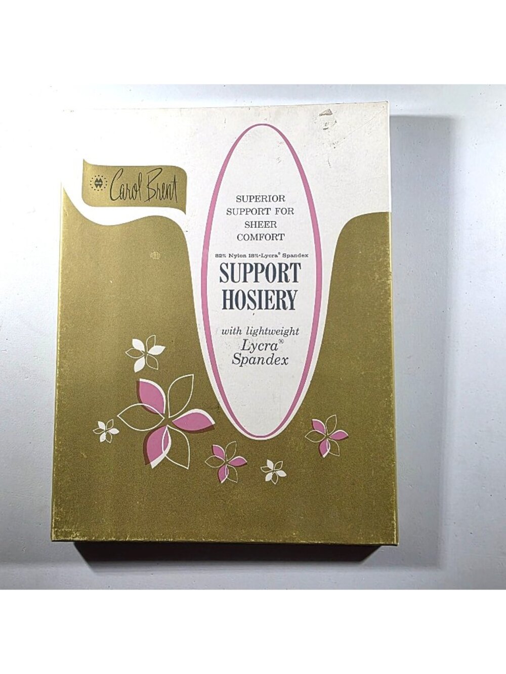 Vtg Stockings Carol Brent Support Hosiery Seamless Nylon Lyca Lightweight Sheer
